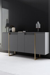 Hanah Home Luxe Consola de Nogal y Oro
